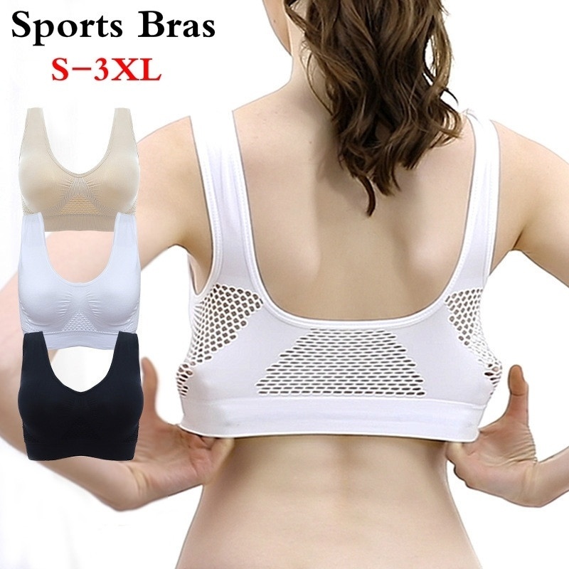 Underwire Bra Padded - เสื้อชั้นในสตรีแบบระบายอากาศ ดีไซน์เว้า สำหรับออกกำลังกาย วิ่ง ฟิตเนส โยคะ