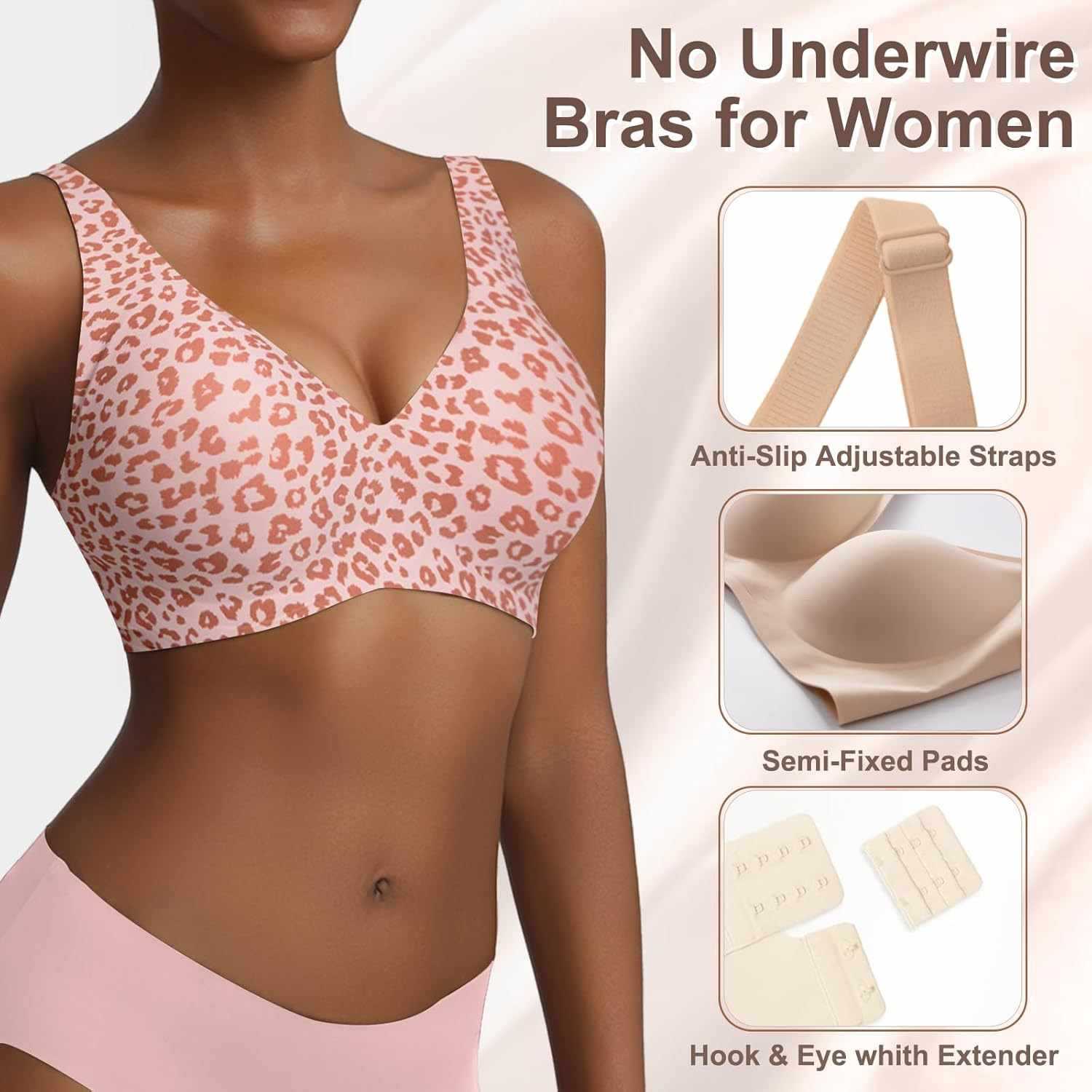 บราไร้โครงสำหรับผู้หญิง ลายเสื - Minimizer Bra Women บทวิจารณ์และราคา