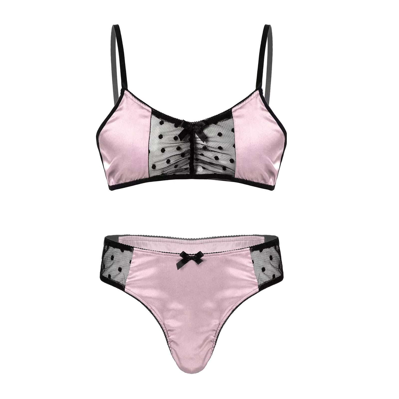 ผู้ชายซาตินชุดชั้นใน Sissy ชุด - Sheer Mesh Bra บทวิจารณ์และราคา