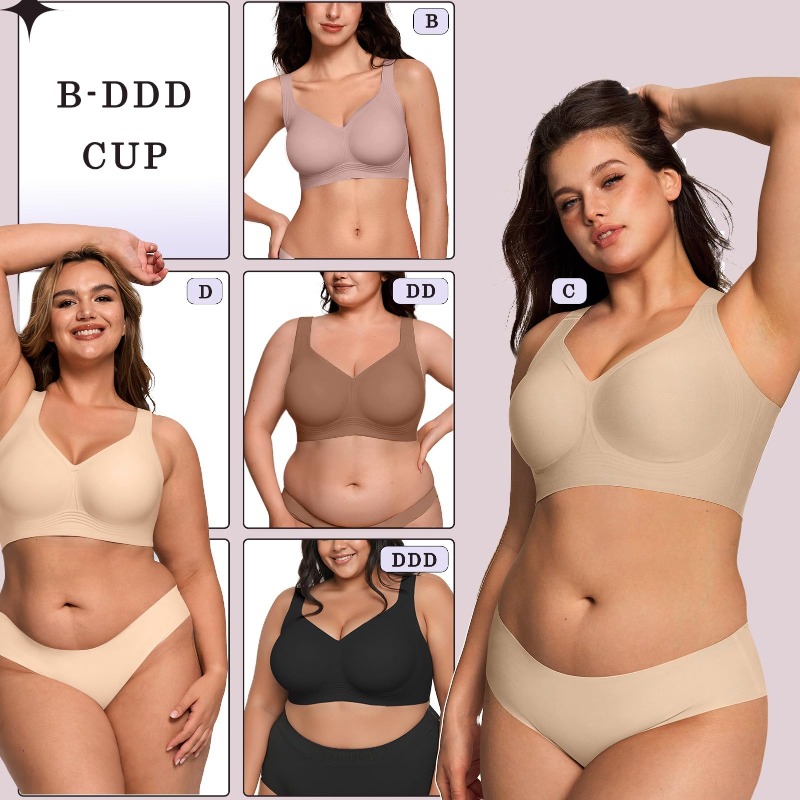 บราไร้สายสำหรับสาวพลัสไซส์ บรา - T Shirt Bra Seamless บทวิจารณ์และราคา